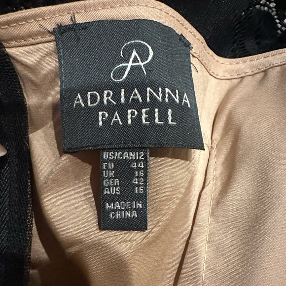 Adrianna Papell Elegant Black and Tan Lace Dress size 12 - Picture 4 of 10